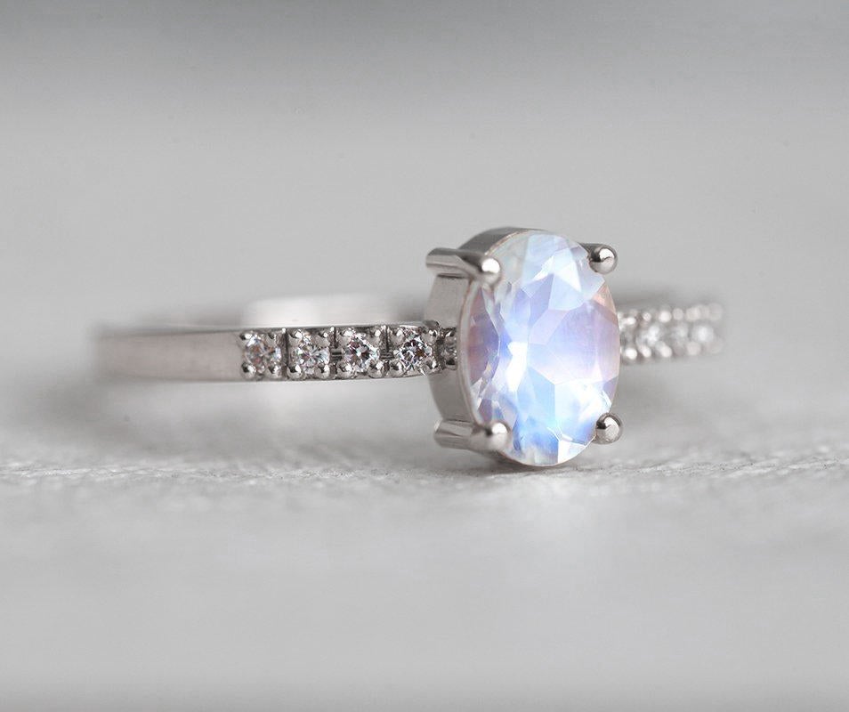 Stella Oval Moonstone Diamond Ring