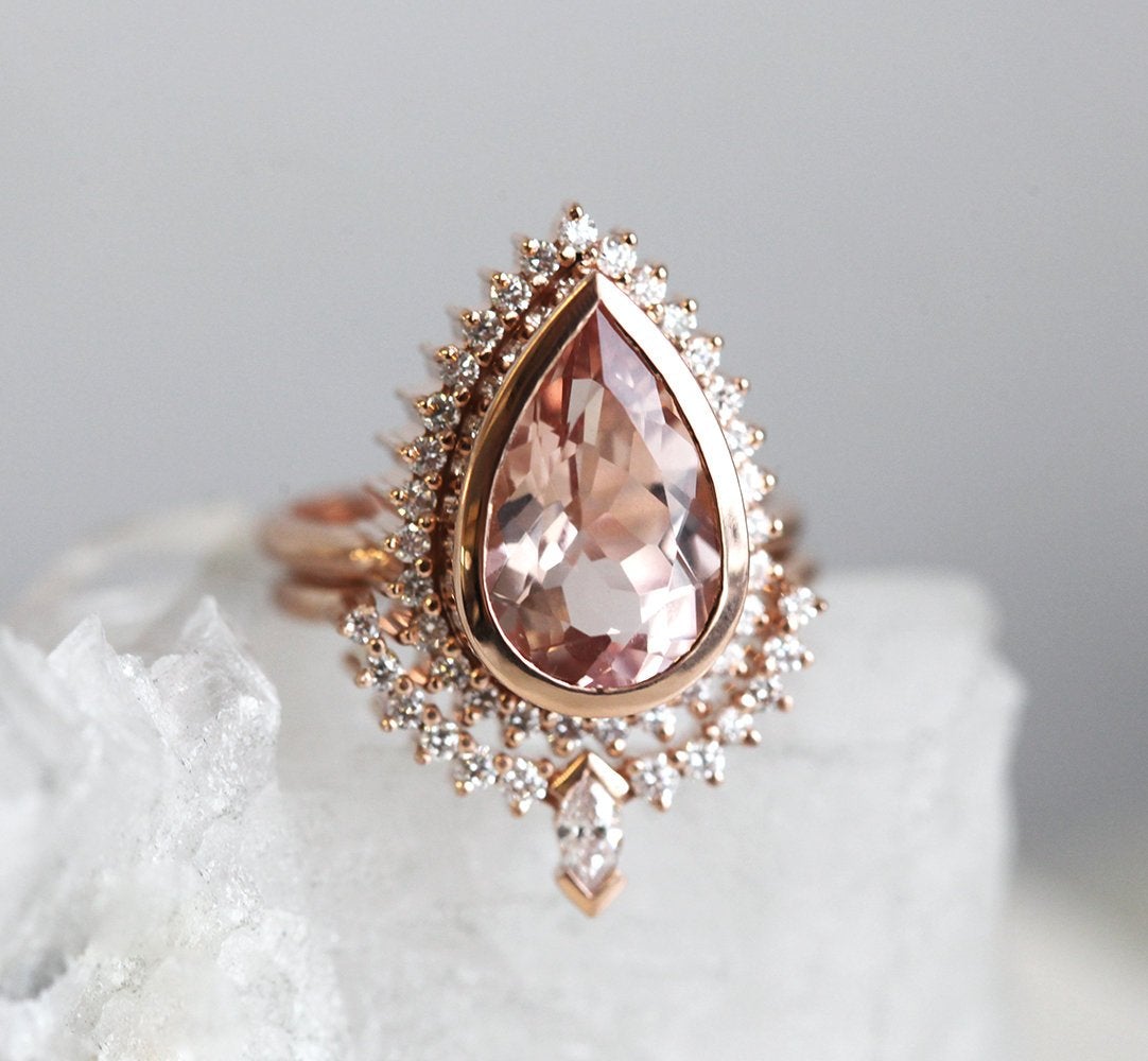 Tara Morganite and Diamond Ring Set