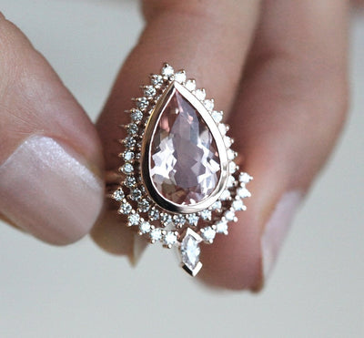 Tara Morganite and Diamond Ring Set