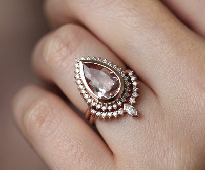 Tara Morganite and Diamond Ring Set