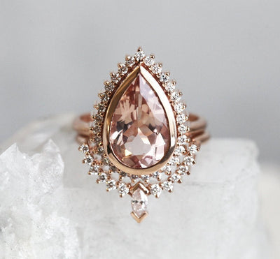 Tara Morganite and Diamond Ring Set