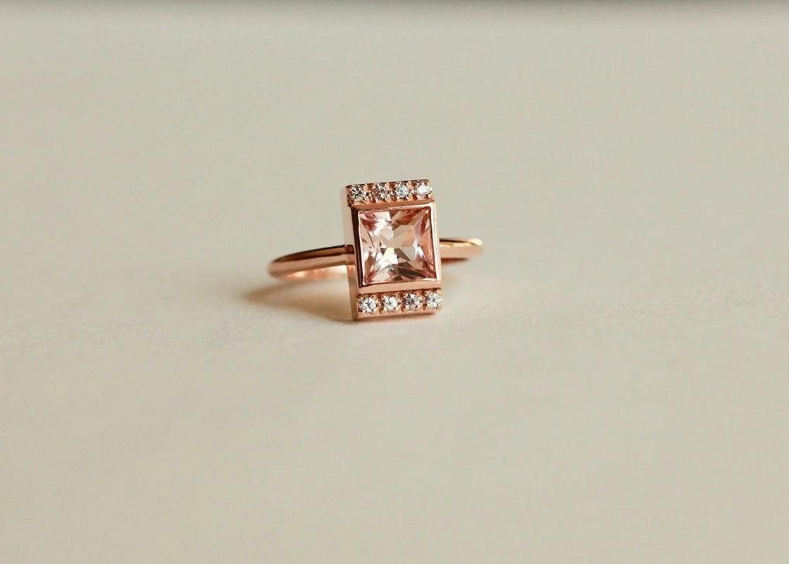 Vienna Princess Cut Morganite Ring