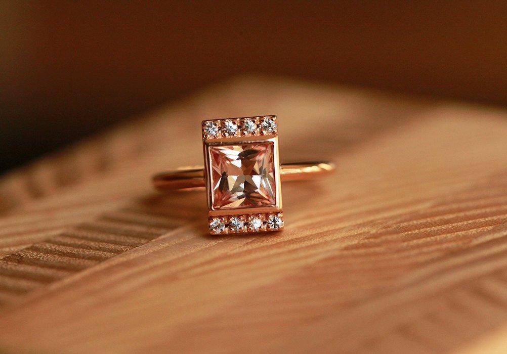 Vienna Princess Cut Morganite Ring