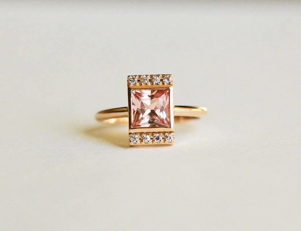 Vienna Princess Cut Morganite Ring