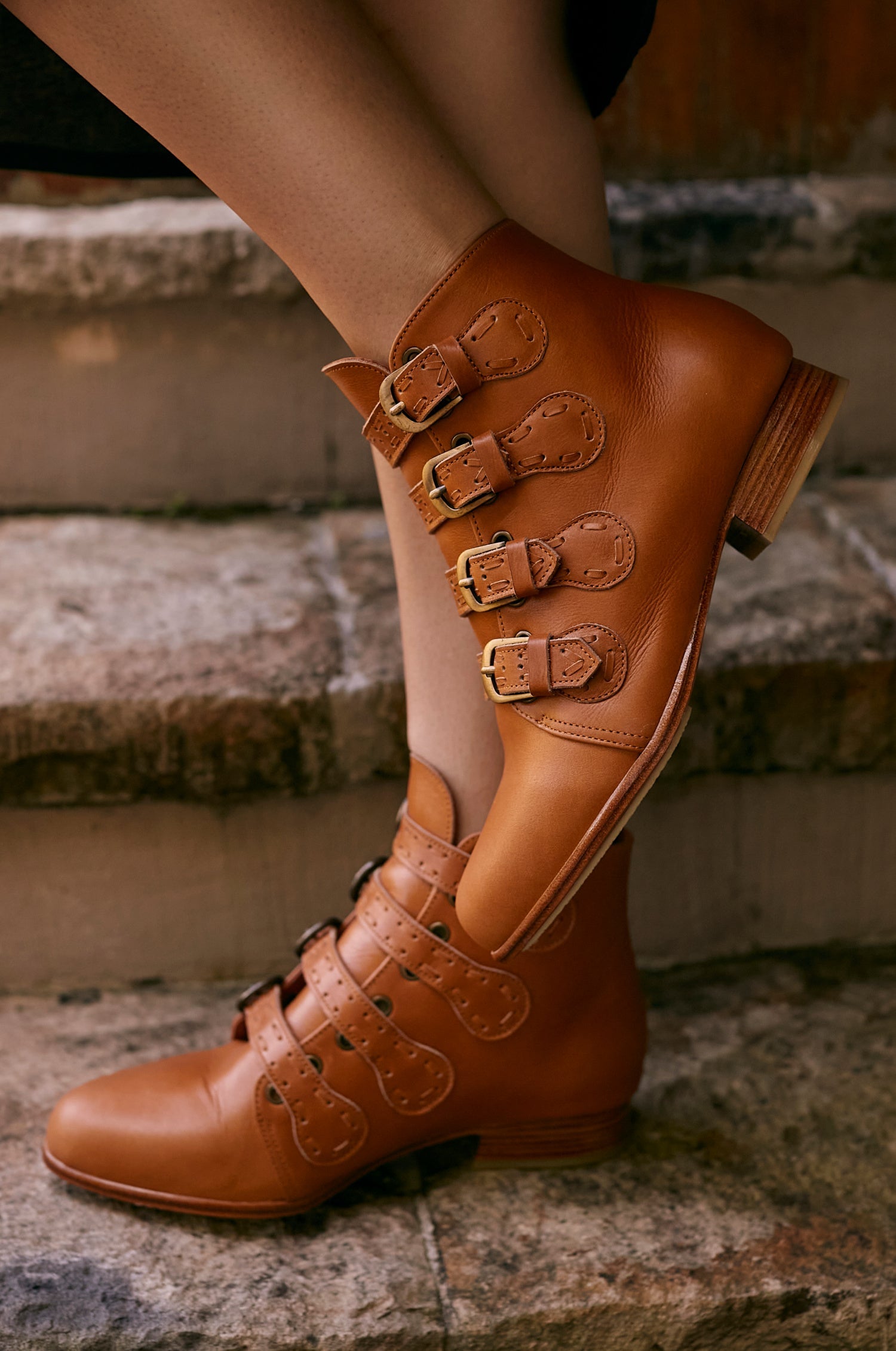 Wild Rose Leather Ankle Booties